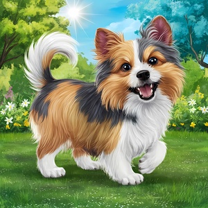 A dog running in the park